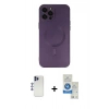 MARSİLYAN™- iPhone 12 Pro Max Kılıf Akış Minimal Özel Seri - Şeffaf Royal Nano Ekran Koruyucu + Shine Kamera Lens - LT