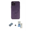MARSİLYAN™- iPhone 12 Pro Max Kılıf Akış Minimal Özel Seri - Şeffaf Royal Nano Ekran Koruyucu + Siyah Shine Kamera Lens Koruma Cam