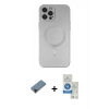 MARSİLYAN™- iPhone 12 Pro Max Kılıf Akış Minimal Özel Seri - Şeffaf Royal Nano Ekran Koruyucu + Siyah Shine Kamera Lens Koruma Cam