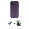 MARSİLYAN™- iPhone 12 Pro Max Kılıf Akış Minimal Özel Seri - Şeffaf Temperli Cam Ekran Koruyucu + Gold Metal Kamera Lens Koruma Cam