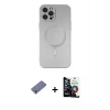MARSİLYAN™- iPhone 12 Pro Max Kılıf Akış Minimal Özel Seri - Şeffaf Temperli Cam Ekran Koruyucu + Gold Metal Kamera Lens Koruma Cam