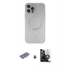 MARSİLYAN™- iPhone 12 Pro Max Kılıf Akış Minimal Özel Seri - Şeffaf Temperli Cam Ekran Koruyucu + Mavi Renkli Kamera Lens Koruma Cam