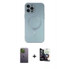 MARSİLYAN™- iPhone 12 Pro Max Kılıf Akış Minimal Özel Seri - Şeffaf Temperli Cam Ekran Koruyucu + Neon Fosforlu Kamera Lens - YL