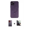 MARSİLYAN™- iPhone 12 Pro Max Kılıf Akış Minimal Özel Seri - Şeffaf Temperli Cam Ekran Koruyucu + Neon Fosforlu Kamera Lens - TU