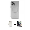 MARSİLYAN™- iPhone 12 Pro Max Kılıf Akış Minimal Özel Seri - Şeffaf Temperli Cam Ekran Koruyucu + Shine Kamera Lens - GD