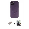 MARSİLYAN™- iPhone 12 Pro Max Kılıf Akış Minimal Özel Seri - Şeffaf Temperli Cam Ekran Koruyucu + Shine Kamera Lens Koruma Cam - SABE