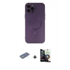 MARSİLYAN™- iPhone 12 Pro Max Kılıf Akış Minimal Özel Seri - Şeffaf Temperli Cam Ekran Koruyucu + Renkli Kamera Lens Koruma Cam - YL