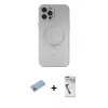 MARSİLYAN™- iPhone 12 Pro Max Kılıf Akış Minimal Özel Seri - Şeffaf Uv Polymer Nano Ekran Koruyucu + Shine Kamera Lens Koruma Cam - MI
