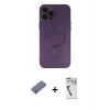 MARSİLYAN™- iPhone 12 Pro Max Kılıf Akış Minimal Özel Seri - Şeffaf Uv Polymer Nano Ekran Koruyucu + Metal Kamera Lens Koruma Cam - GD