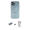 MARSİLYAN™- iPhone 12 Pro Max Kılıf Akış Minimal Özel Seri - Şeffaf Uv Polymer Nano Ekran Koruyucu + Renkli Kamera Lens Koruma Cam - PE