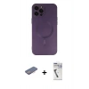 MARSİLYAN™- iPhone 12 Pro Max Kılıf Akış Minimal Özel Seri - Şeffaf Uv Polymer Nano Ekran Koruyucu + Renkli Kamera Lens Koruma Cam - PE