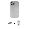 MARSİLYAN™- iPhone 12 Pro Max Kılıf Akış Minimal Özel Seri - Şeffaf Uv Polymer Nano Ekran Koruyucu + Renkli Kamera Lens Koruma Cam - TU