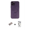 MARSİLYAN™- iPhone 12 Pro Max Kılıf Akış Minimal Özel Seri - Şeffaf Uv Polymer Nano Ekran Koruyucu + Sierra Blue Shine Kamera Lens Koruma Cam