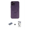 MARSİLYAN™- iPhone 12 Pro Max Kılıf Akış Minimal Özel Seri - Şeffaf Uv Polymer Nano Ekran Koruyucu + Yeşil Renkli Kamera Lens Koruma Cam