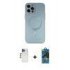 MARSİLYAN™- iPhone 12 Pro Max Kılıf Akış Minimal Özel Seri - Siyah 18D Cam Ekran Koruyucu + Shine Kamera Lens - LT