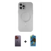 MARSİLYAN™- iPhone 12 Pro Max Kılıf Akış Minimal Özel Seri - Siyah 18D Cam Ekran Koruyucu + Neon Fosforlu Kamera Lens - TU