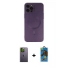 MARSİLYAN™- iPhone 12 Pro Max Kılıf Akış Minimal Özel Seri - Siyah 18D Cam Ekran Koruyucu + Neon Fosforlu Kamera Lens - YL
