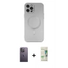 MARSİLYAN™- iPhone 12 Pro Max Kılıf Akış Minimal Özel Seri - Siyah 20D Premium Cam Ekran Koruyucu + Neon Fosforlu Kamera Lens - BZ