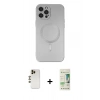 MARSİLYAN™- iPhone 12 Pro Max Kılıf Akış Minimal Özel Seri - Siyah 20D Premium Cam Ekran Koruyucu + Shine Kamera Lens - GD