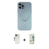 MARSİLYAN™- iPhone 12 Pro Max Kılıf Akış Minimal Özel Seri - Siyah 20D Premium Cam Ekran Koruyucu + Shine Kamera Lens - GD