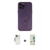 MARSİLYAN™- iPhone 12 Pro Max Kılıf Akış Minimal Özel Seri - Siyah 20D Premium Cam Ekran Koruyucu + Shine Kamera Lens - GD