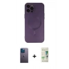 MARSİLYAN™- iPhone 12 Pro Max Kılıf Akış Minimal Özel Seri - Siyah 20D Premium Cam Ekran Koruyucu + Neon Fosforlu Kamera Lens - MI