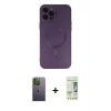 MARSİLYAN™- iPhone 12 Pro Max Kılıf Akış Minimal Özel Seri - Siyah 20D Premium Cam Ekran Koruyucu + Neon Fosforlu Kamera Lens - YL