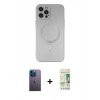 MARSİLYAN™- iPhone 12 Pro Max Kılıf Akış Minimal Özel Seri - Siyah 20D Premium Cam Ekran Koruyucu + Neon Fosforlu Kamera Lens - MI