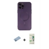 MARSİLYAN™- iPhone 12 Pro Max Kılıf Akış Minimal Özel Seri - Siyah 20D Premium Cam Ekran Koruyucu + Shine Kamera Lens Koruma Cam - MI