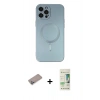 MARSİLYAN™- iPhone 12 Pro Max Kılıf Akış Minimal Özel Seri - Siyah 20D Premium Cam Ekran Koruyucu + Sierra Blue Shine Kamera Lens Koruma Cam