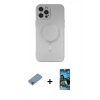 MARSİLYAN™- iPhone 12 Pro Max Kılıf Akış Minimal Özel Seri - Siyah 34D Izgaralı Cam + Shine Kamera Lens Koruma Cam - GI
