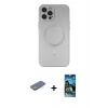 MARSİLYAN™- iPhone 12 Pro Max Kılıf Akış Minimal Özel Seri - Siyah 34D Izgaralı Cam + Renkli Kamera Lens Koruma Cam - YL
