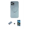 MARSİLYAN™- iPhone 12 Pro Max Kılıf Akış Minimal Özel Seri - Siyah 34D Izgaralı Cam + Shine Kamera Lens Koruma Cam - PE