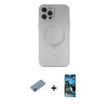 MARSİLYAN™- iPhone 12 Pro Max Kılıf Akış Minimal Özel Seri - Siyah 34D Izgaralı Cam + Shine Kamera Lens Koruma Cam - PE