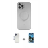 MARSİLYAN™- iPhone 12 Pro Max Kılıf Akış Minimal Özel Seri - Siyah 34D Izgaralı Cam + Shine Kamera Lens - LT
