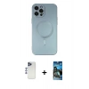 MARSİLYAN™- iPhone 12 Pro Max Kılıf Akış Minimal Özel Seri - Siyah 34D Izgaralı Cam + Shine Kamera Lens - LT
