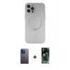 MARSİLYAN™- iPhone 12 Pro Max Kılıf Akış Minimal Özel Seri - Siyah 360 Mat Full Body Arka Koruyucu + Neon Fosforlu Kamera Lens - MI
