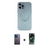 MARSİLYAN™- iPhone 12 Pro Max Kılıf Akış Minimal Özel Seri - Siyah 360 Mat Full Body Arka Koruyucu + Neon Fosforlu Kamera Lens - MI