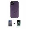 MARSİLYAN™- iPhone 12 Pro Max Kılıf Akış Minimal Özel Seri - Siyah 360 Mat Full Body Arka Koruyucu + Neon Fosforlu Kamera Lens - MI
