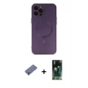 MARSİLYAN™- iPhone 12 Pro Max Kılıf Akış Minimal Özel Seri - Siyah 360 Mat Full Body Arka Koruyucu + Metal Kamera Lens Koruma Cam - GD