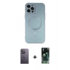 MARSİLYAN™- iPhone 12 Pro Max Kılıf Akış Minimal Özel Seri - Siyah 360 Mat Full Body Arka Koruyucu + Neon Fosforlu Kamera Lens - BZ