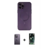 MARSİLYAN™- iPhone 12 Pro Max Kılıf Akış Minimal Özel Seri - Siyah 360 Mat Full Body Arka Koruyucu + Neon Fosforlu Kamera Lens - BZ