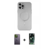 MARSİLYAN™- iPhone 12 Pro Max Kılıf Akış Minimal Özel Seri - Siyah 360 Mat Full Body Arka Koruyucu + Neon Fosforlu Kamera Lens - YL