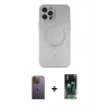 MARSİLYAN™- iPhone 12 Pro Max Kılıf Akış Minimal Özel Seri - Siyah 360 Mat Full Body Arka Koruyucu + Sarı Neon Fosforlu Kamera Lens