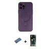 MARSİLYAN™- iPhone 12 Pro Max Kılıf Akış Minimal Özel Seri - Siyah 360 Mat Full Body Arka Koruyucu + Shine Kamera Lens Koruma Cam - GD