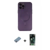 MARSİLYAN™- iPhone 12 Pro Max Kılıf Akış Minimal Özel Seri - Siyah 360 Mat Full Body Arka Koruyucu + Shine Kamera Lens Koruma Cam - GI