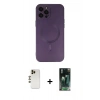 MARSİLYAN™- iPhone 12 Pro Max Kılıf Akış Minimal Özel Seri - Siyah 360 Mat Full Body Arka Koruyucu + Shine Kamera Lens - GD