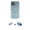 MARSİLYAN™- iPhone 12 Pro Max Kılıf Akış Minimal Özel Seri - Siyah 3D Antistatik Cam Ekran Koruyucu + Shine Kamera Lens Koruma Cam - MI