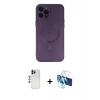 MARSİLYAN™- iPhone 12 Pro Max Kılıf Akış Minimal Özel Seri - Siyah 3D Antistatik Cam Ekran Koruyucu + Shine Kamera Lens - LT