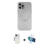 MARSİLYAN™- iPhone 12 Pro Max Kılıf Akış Minimal Özel Seri - Siyah 3D Antistatik Cam Ekran Koruyucu + Shine Kamera Lens - LT